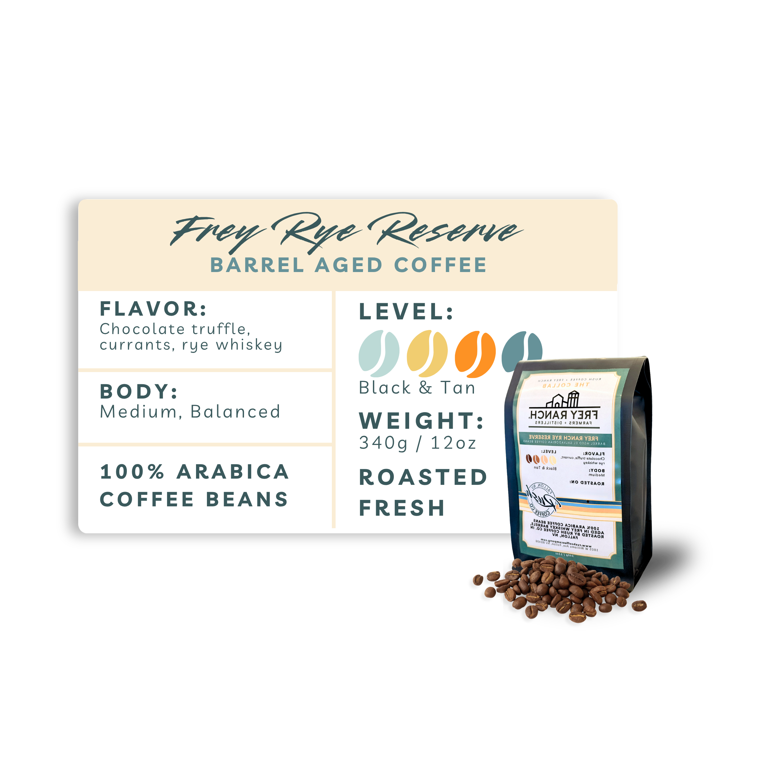 FREY RYE RESERVE • Barrel Aged Coffee - El Salvador & Rye Whiskey